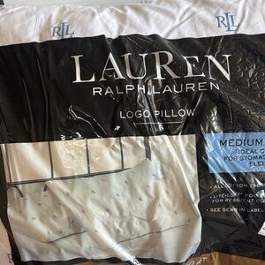 Lauren Ralph Lauren White Pillow with Blue Logo